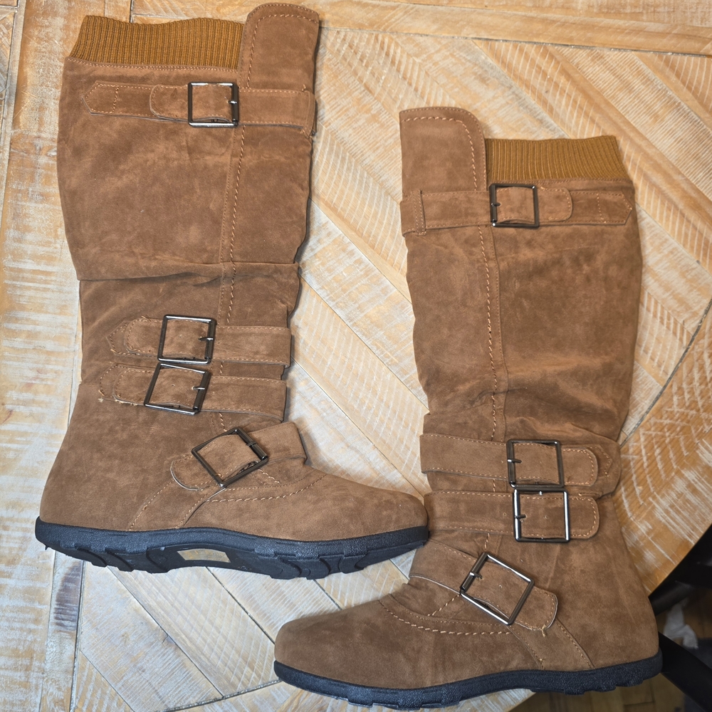 ☆Anna Brown Suede Boots with Buckle Straps☆ - Picture 5 of 8